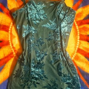 Floral velvet sheer mini dress